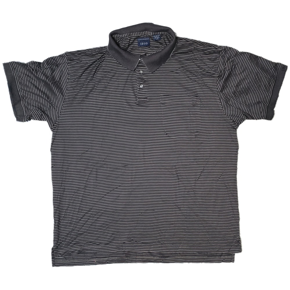 IZOD XXL Polo Shirt Striped Gray Short Sleeve Double Mercerized Men's (R)‎